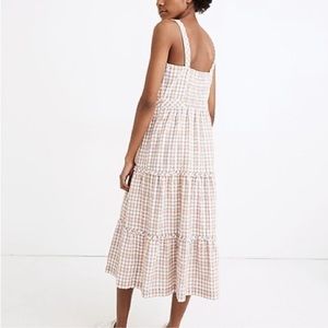 Madewell Gingham Sweetheart Ruffle-Tiered Midi Dress Size 2